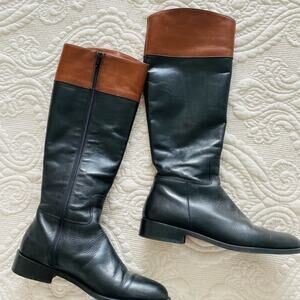 Saks Fifth Avenue two-tone riding boots 9.5 Italy